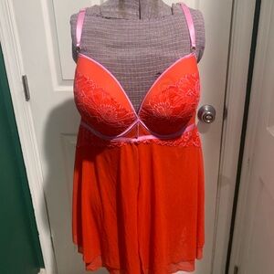 Auden Red Chemise with Pink Trim